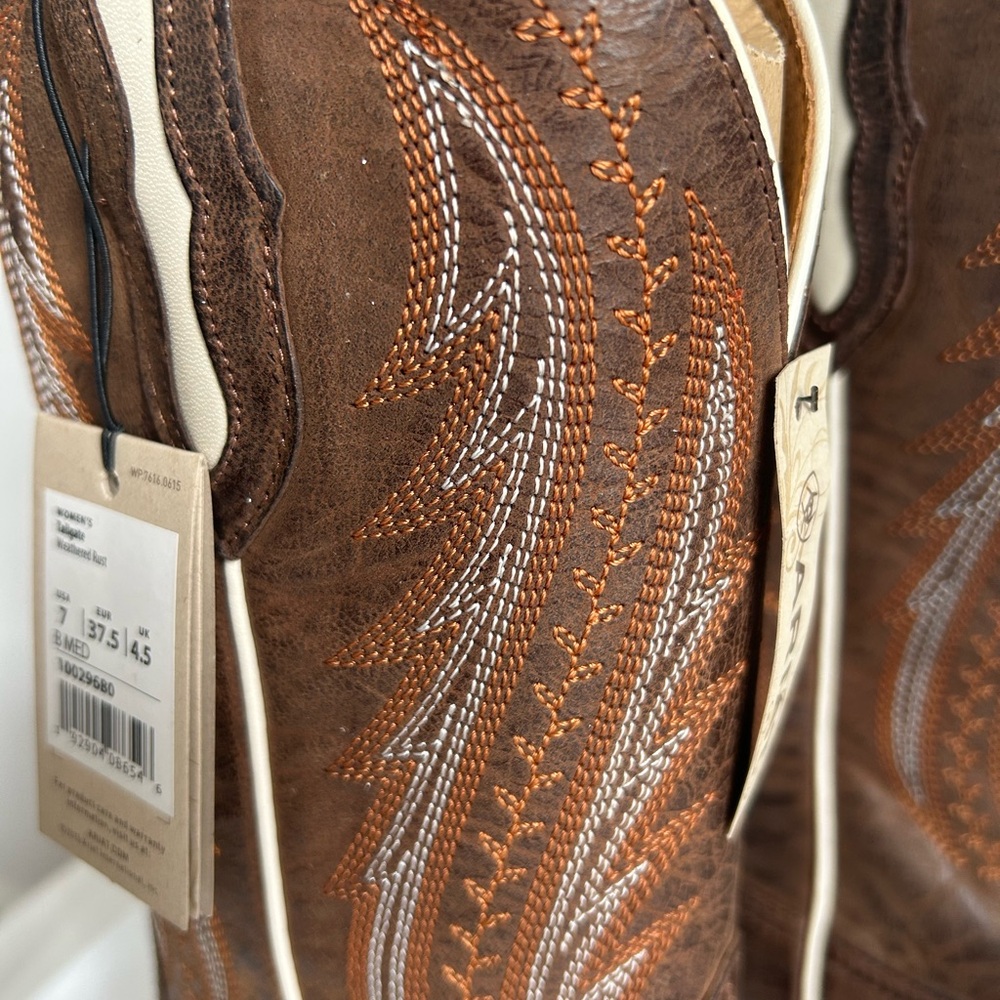 Ariat Brown Leather Western Cowgirl Boots XToe 11” Shaft Style:Tailgate - Picture 4 of 12